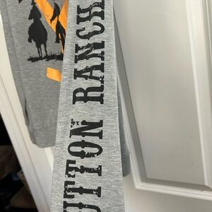 Gray Graphic Hoodie with Black and Orange Design